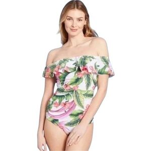 NEW Kona Sol |  Off-Shoulder One Piece Floral Swinsuit